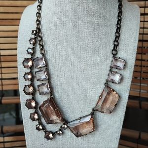 J. Crew Brand Statement Necklace Huge Abstract Apricot Light Rose Stones Brass